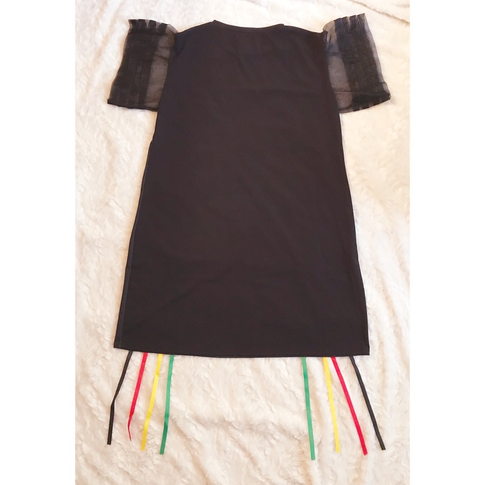 Oversized 3-D T-Shirt Mini Dress-BLK - Picture 4 of 7